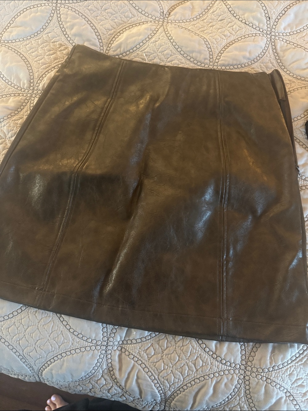 Only Brown Leather Mini Skirt